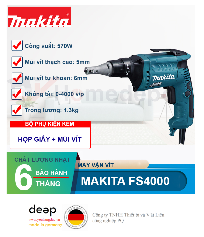 Máy bắt vít tường Makita FS4000   Piqi4 | Www.Thietbinhapkhau.Com | Công Ty PQ 