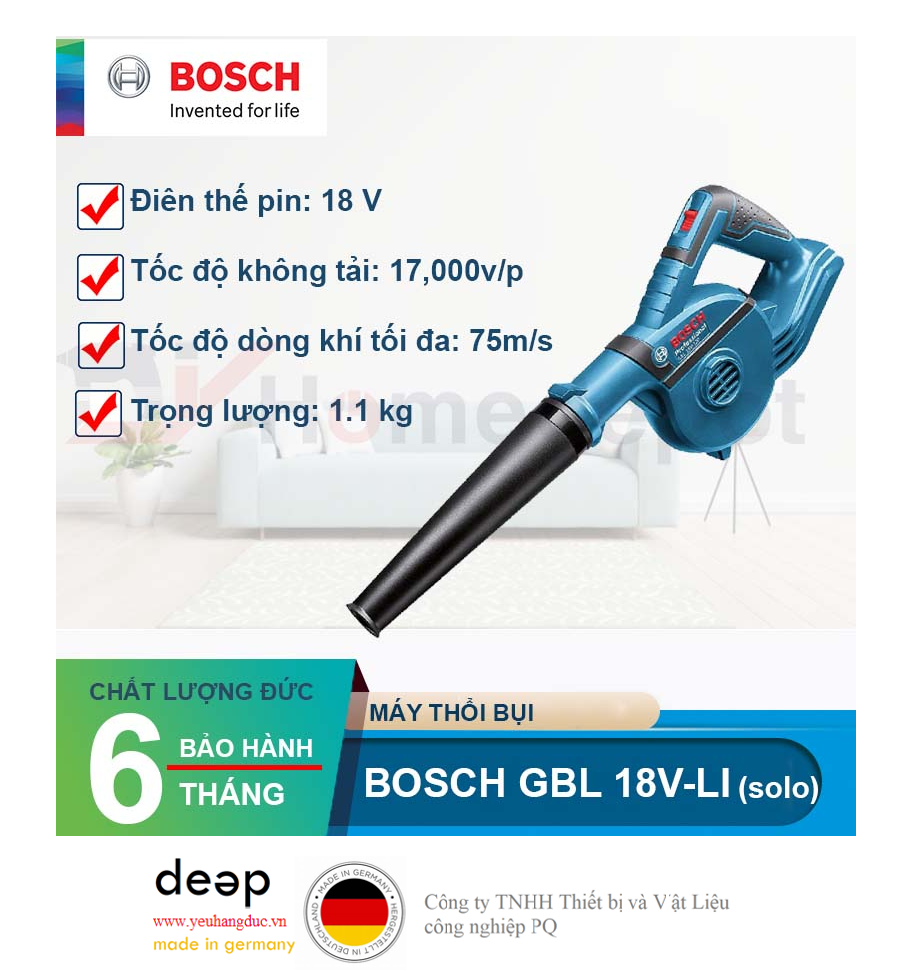 Máy bụi dùng pin Bosch GBL 18V-120 (Solo)   Piqi4 | Www.Thietbinhapkhau.Com | Công Ty PQ 