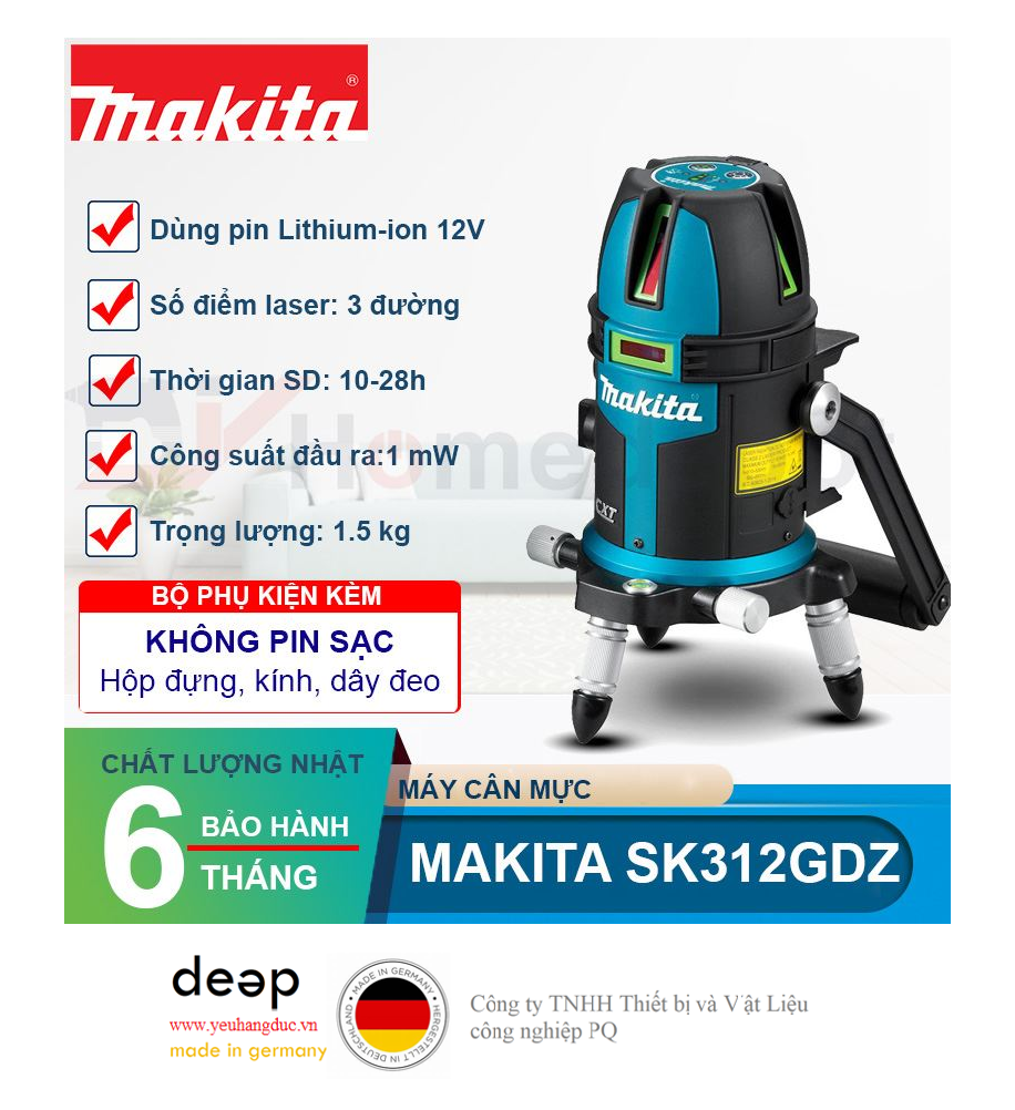 Máy cân mực laser dùng pin Makita SK312GDZ   Piqi4 | Www.Thietbinhapkhau.Com | Công Ty PQ 