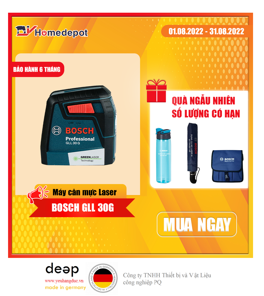 Máy cân mực laser tia Bosch GLL 30G   Piqi4 | Www.Thietbinhapkhau.Com | Công Ty PQ 