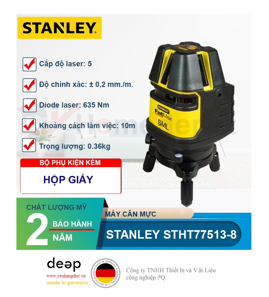 Máy cân mực Stanley 5 tia đỏ chân camara STHT77513-8  Piqi4 | Www.Thietbinhapkhau.Com | Công Ty PQ 