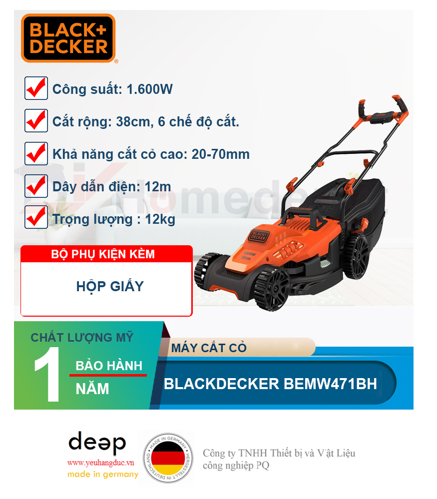 Máy cắt cỏ Black&Decker BEMW471BH-B1   Piqi4 | Www.Thietbinhapkhau.Com | Công Ty PQ 