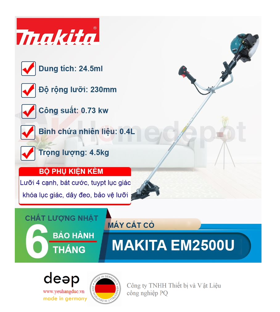 Máy cắt cỏ chạy xăng 2 thì MAKITA EM2500U   Piqi4 | Www.Thietbinhapkhau.Com | Công Ty PQ 