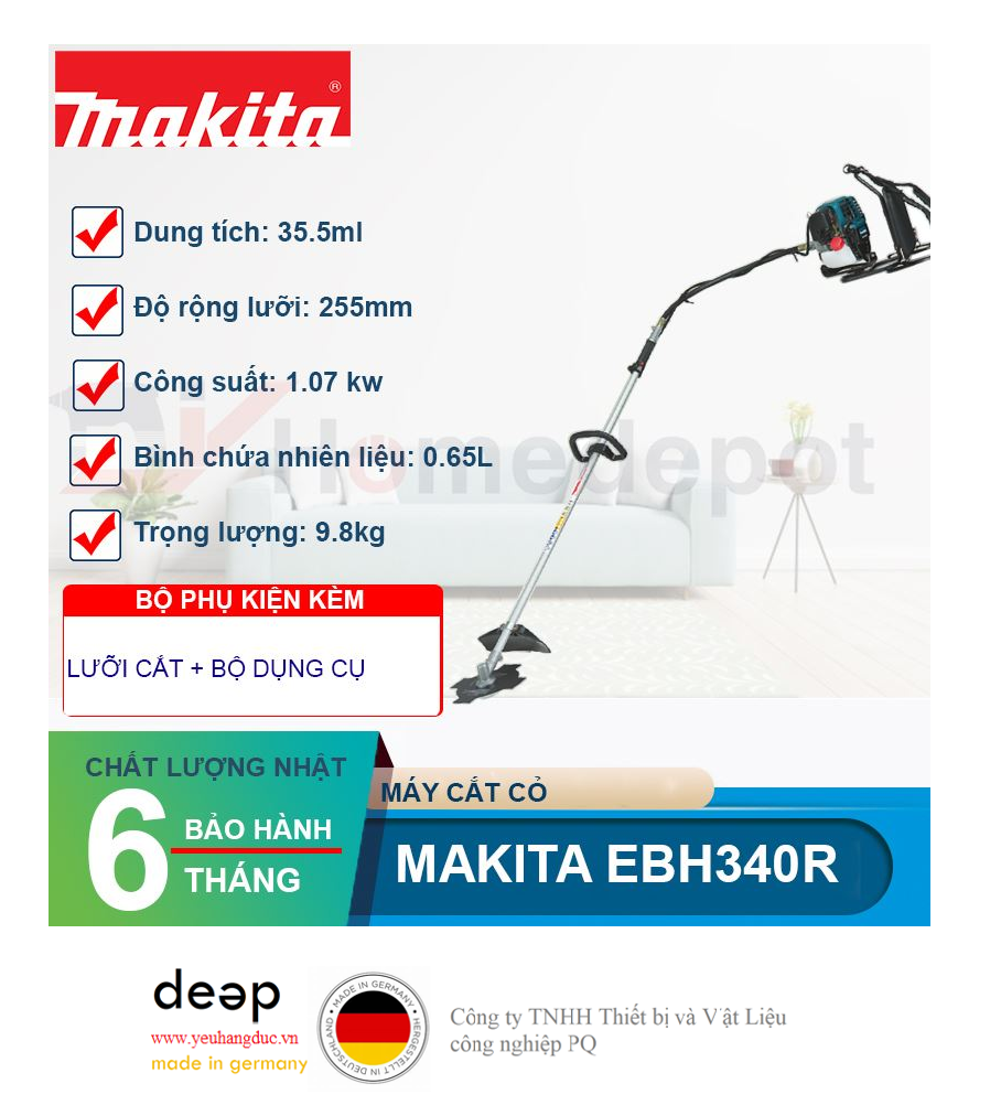 Máy cắt cỏ chạy xăng 4 thì Makita EBH340R   Piqi4 | Www.Thietbinhapkhau.Com | Công Ty PQ 