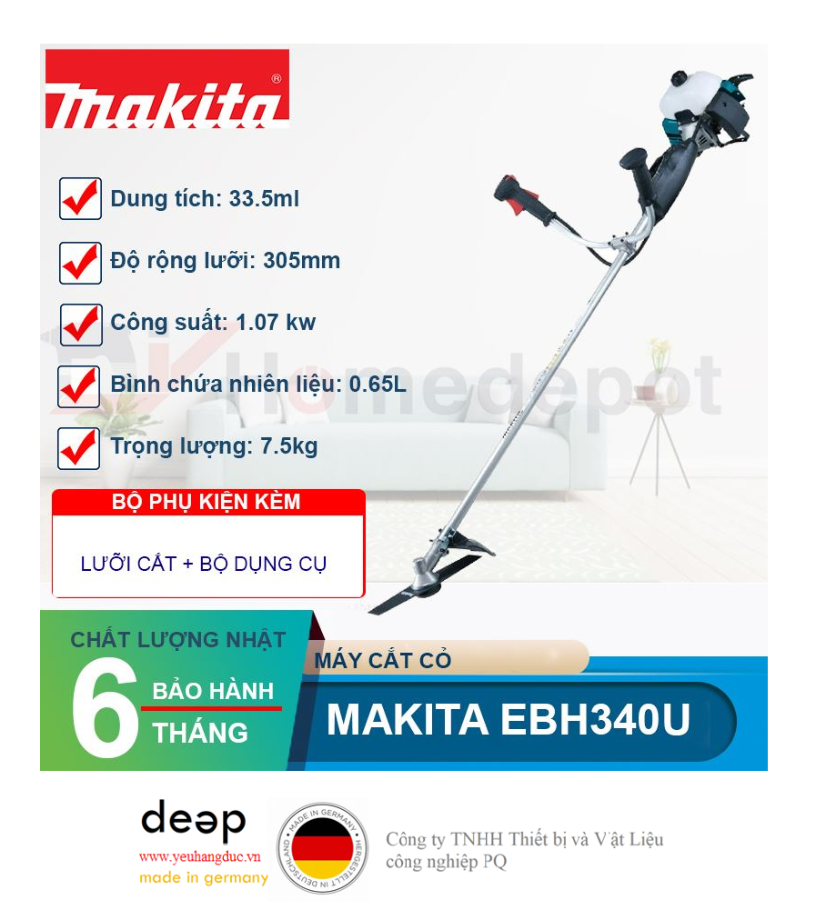 Máy cắt cỏ chạy xăng Makita EBH340U   Piqi4 | Www.Thietbinhapkhau.Com | Công Ty PQ 