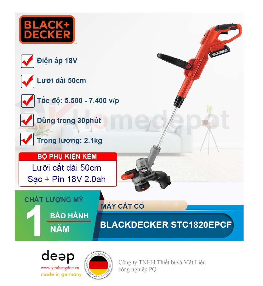 Máy cắt cỏ dùng pin Black&Decker STC1820EPCF-B1   Piqi4 | Www.Thietbinhapkhau.Com | Công Ty PQ 