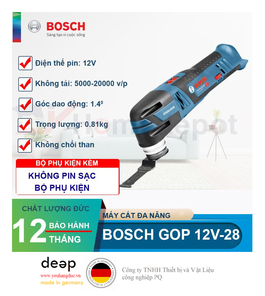 Máy cắt đa năng dùng pin Bosch GOP 12V-28   Piqi4 | Www.Thietbinhapkhau.Com | Công Ty PQ 
