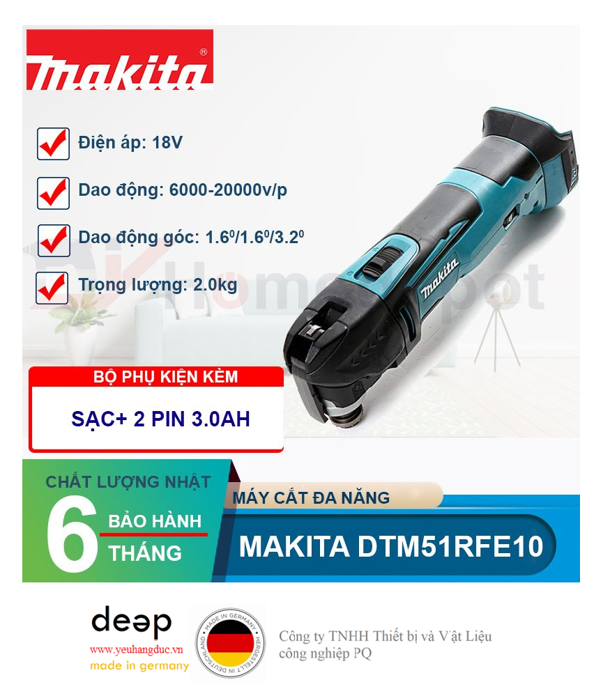 Máy cắt đa năng dùng pin Makita DTM51RFE10 18V   Piqi4 | Www.Thietbinhapkhau.Com | Công Ty PQ 