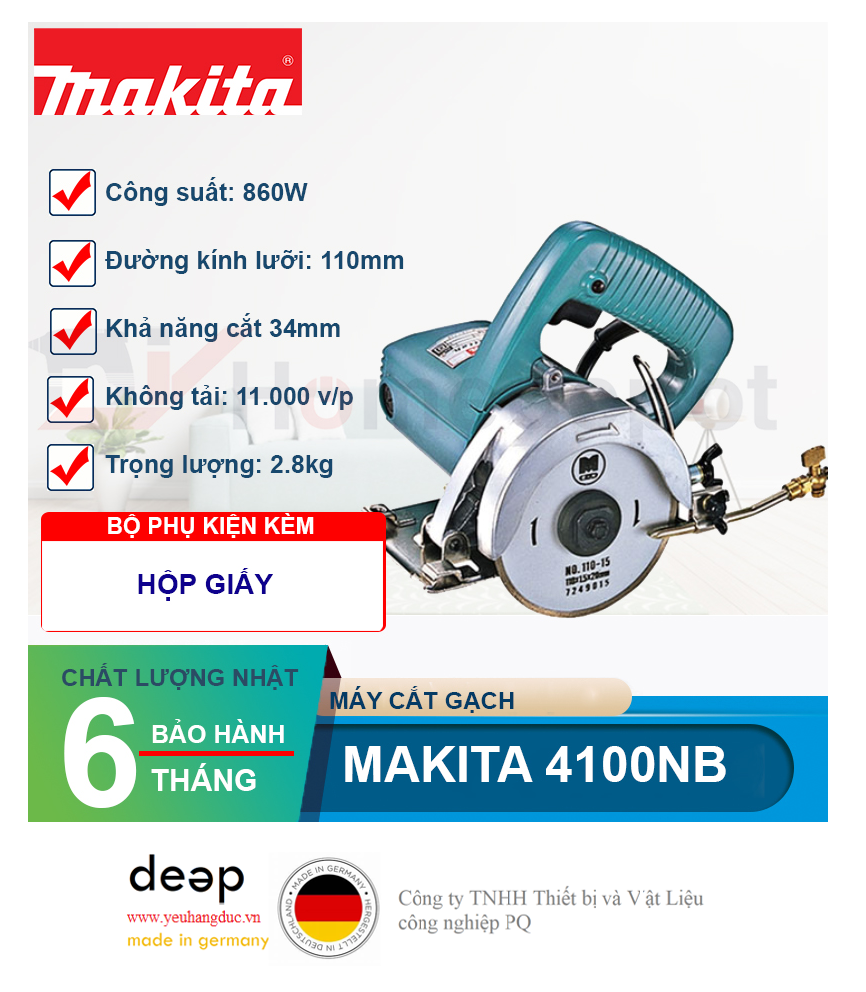 Máy cắt gạch Makita 4100NB 860W   Piqi4 | Www.Thietbinhapkhau.Com | Công Ty PQ 