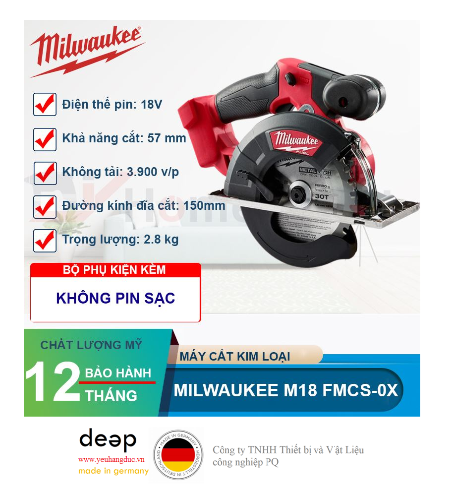 Máy cắt kim loại Milwaukee M18 FMCS-0X   Piqi4 | Www.Thietbinhapkhau.Com | Công Ty PQ 
