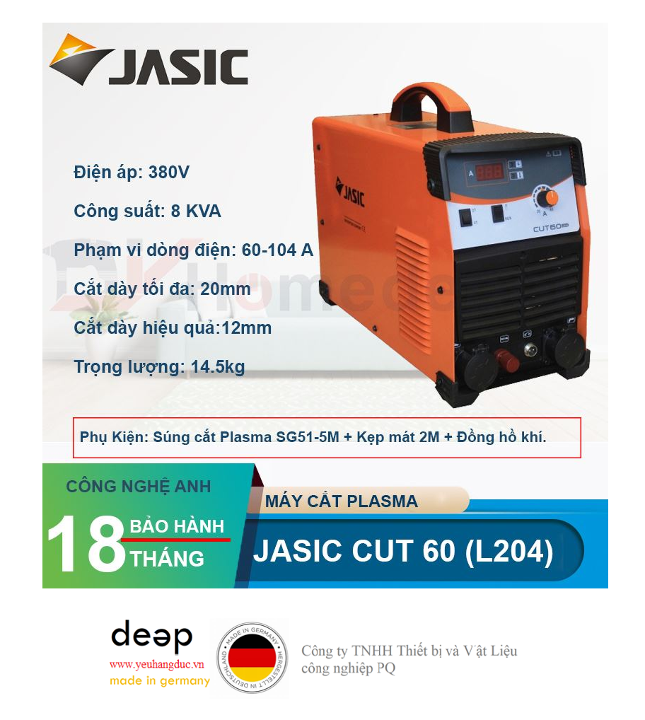 Máy cắt kim loại Plasma Jasic CUT 60 (L204)   Piqi4 | Www.Thietbinhapkhau.Com | Công Ty PQ 