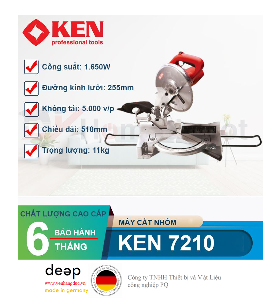 Máy cắt nhôm 1650W Ken 7210   Piqi4 | Www.Thietbinhapkhau.Com | Công Ty PQ 