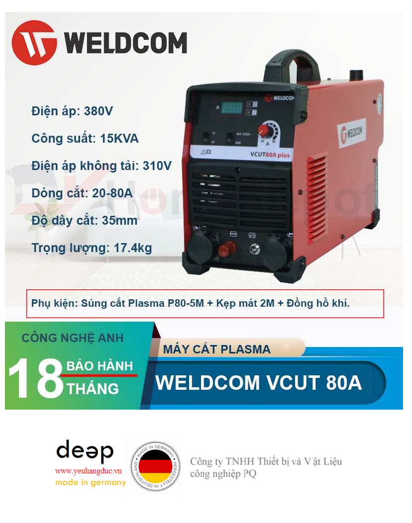 Máy cắt Plasma Weldcom VCUT 80A Plus   Piqi4 | Www.Thietbinhapkhau.Com | Công Ty PQ 