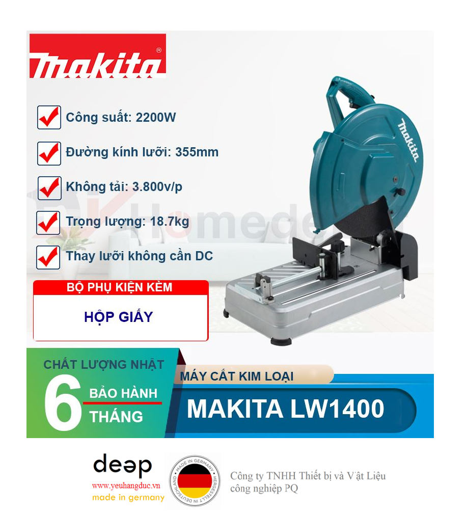 Máy cắt sắt Makita LW1400 2200W   Piqi4 | Www.Thietbinhapkhau.Com | Công Ty PQ 