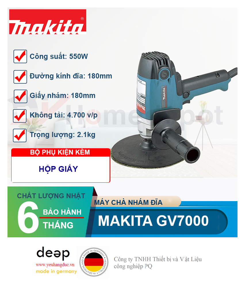 Máy chà nhám đĩa 500W Makita GV7000   Piqi4 | Www.Thietbinhapkhau.Com | Công Ty PQ 