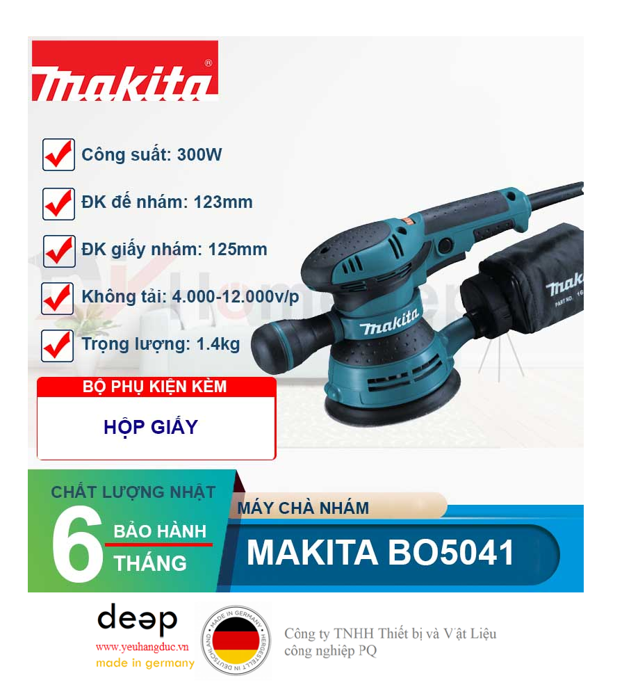 Máy chà nhám quỹ đạo Makita BO5041   Piqi4 | Www.Thietbinhapkhau.Com | Công Ty PQ 