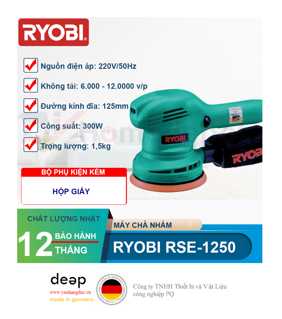 Máy chà nhám tròn Ryobi RSE-1250   Piqi4 | Www.Thietbinhapkhau.Com | Công Ty PQ 