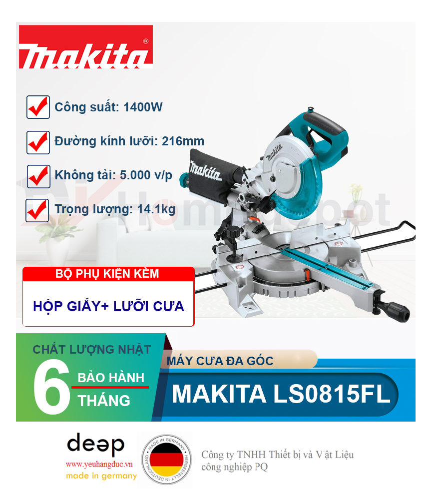 Máy cưa đa góc trượt Makita LS0815FL   Piqi4 | Www.Thietbinhapkhau.Com | Công Ty PQ 