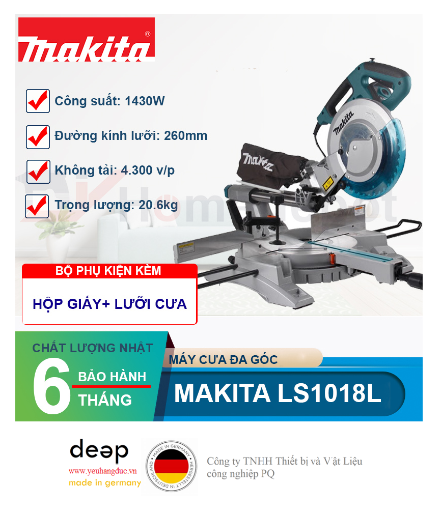Máy cưa đa góc trượt Makita LS1018L   Piqi4 | Www.Thietbinhapkhau.Com | Công Ty PQ 