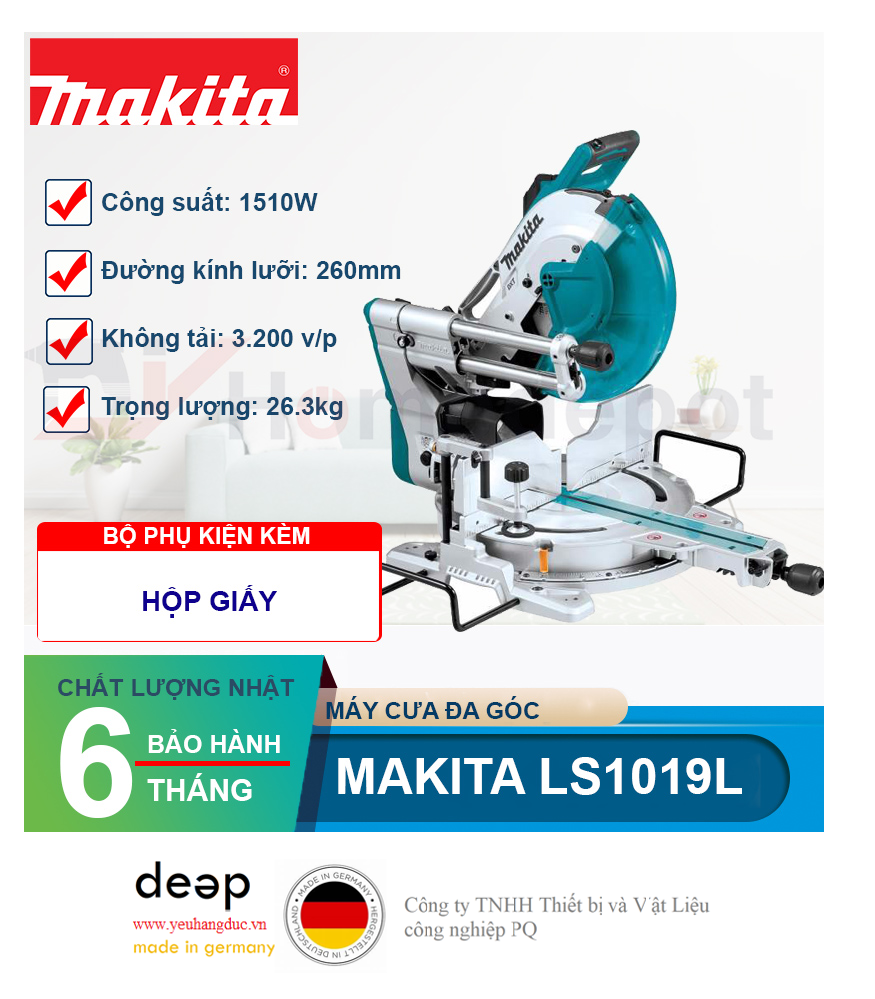 Máy cưa đa góc trượt Makita LS1019L   Piqi4 | Www.Thietbinhapkhau.Com | Công Ty PQ 