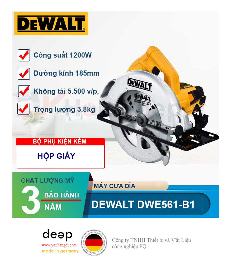 Máy cưa gỗ DeWalt DWE561   Piqi4 | Www.Thietbinhapkhau.Com | Công Ty PQ 