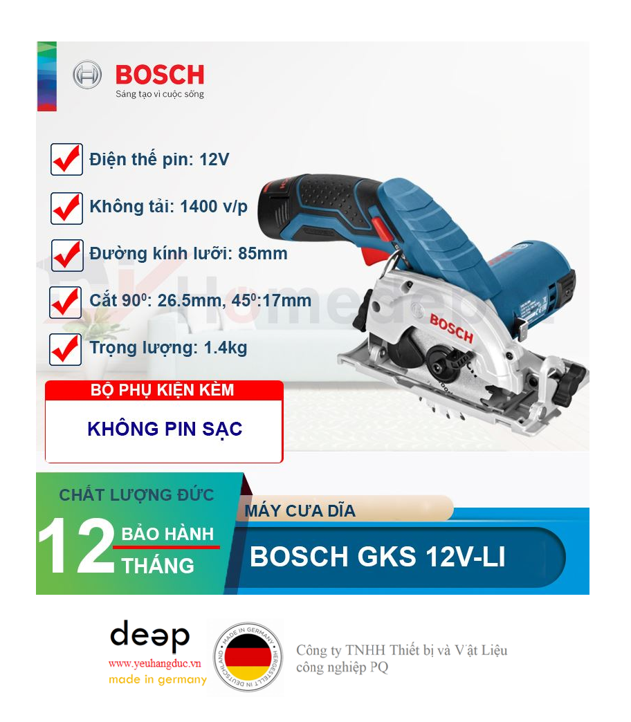 Máy Cưa gỗ dùng pin Bosch GKS 12V-LI   Piqi4 | Www.Thietbinhapkhau.Com | Công Ty PQ 