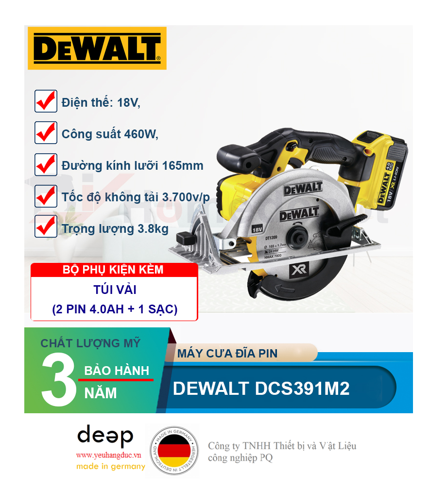 Máy cưa gỗ dùng pin Dewalt DCS391M2 18V   Piqi4 | Www.Thietbinhapkhau.Com | Công Ty PQ 