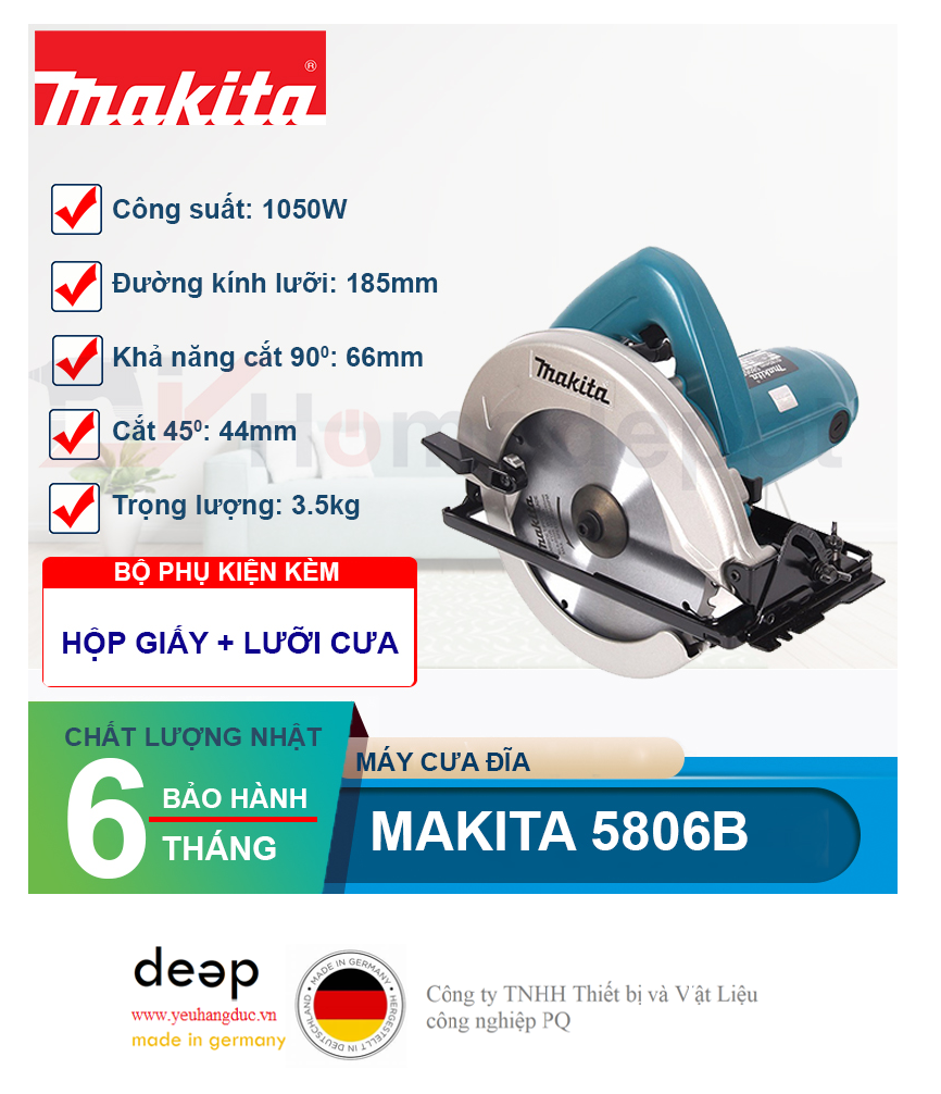Máy cưa gỗ Makita 5806B 1050W   Piqi4 | Www.Thietbinhapkhau.Com | Công Ty PQ 