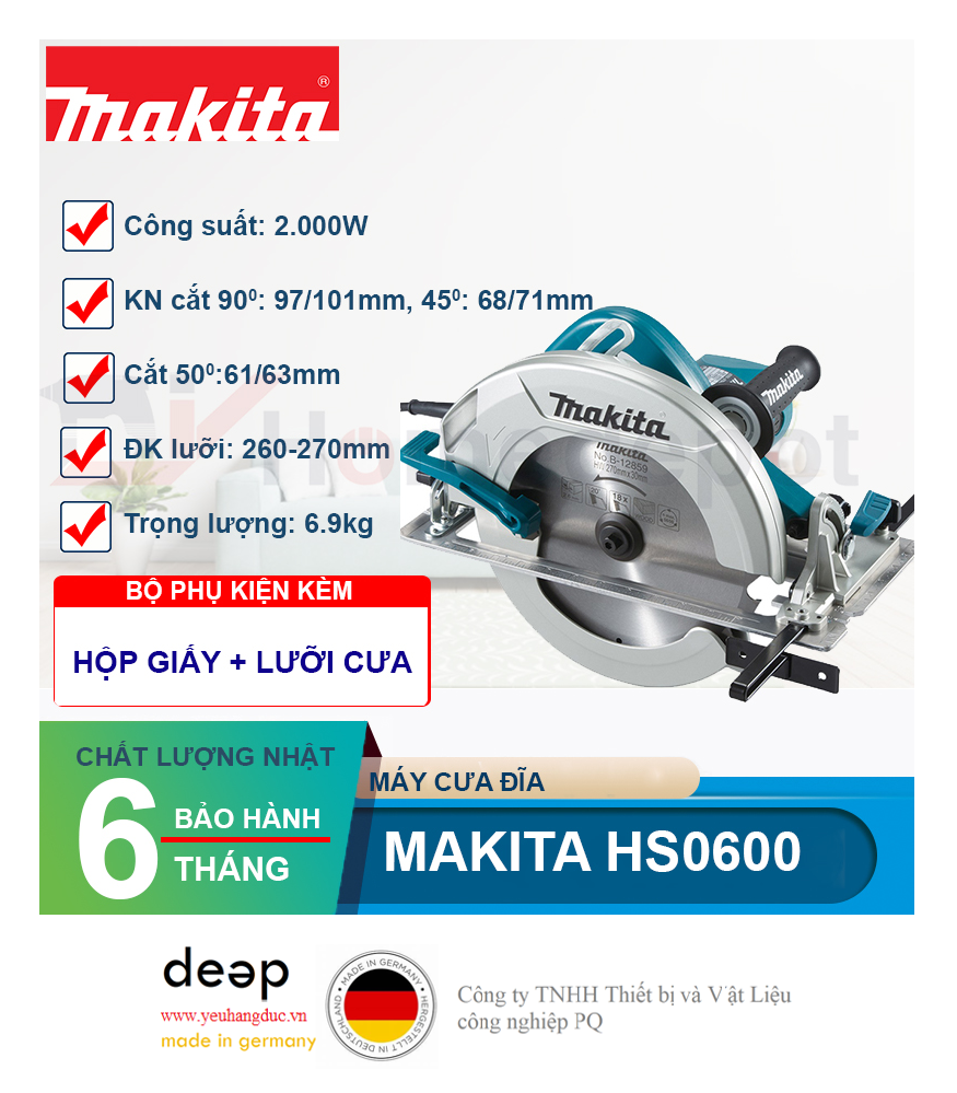 Máy cưa gỗ Makita HS0600 2000W   Piqi4 | Www.Thietbinhapkhau.Com | Công Ty PQ 