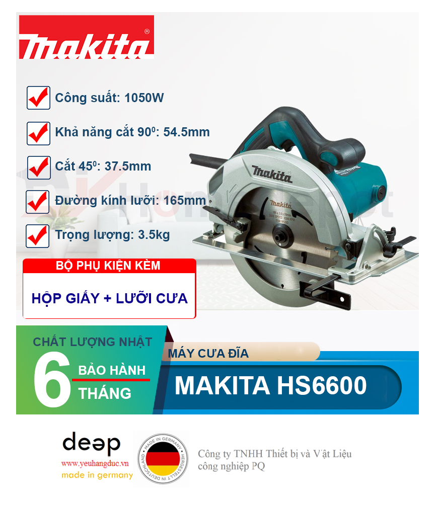 Máy cưa gỗ Makita HS6600 1050W   Piqi4 | Www.Thietbinhapkhau.Com | Công Ty PQ 
