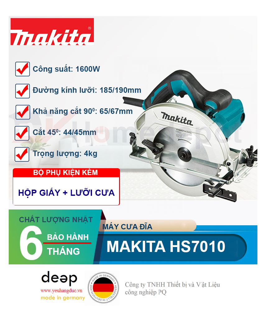 Máy cưa gỗ Makita HS7010 1600W   Piqi4 | Www.Thietbinhapkhau.Com | Công Ty PQ 