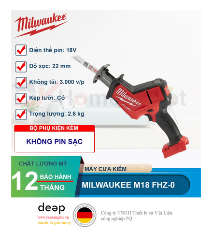  Máy cưa kiếm Milwaukee M18 FHZ-0   Piqi4 | Www.Thietbinhapkhau.Com | Công Ty PQ 