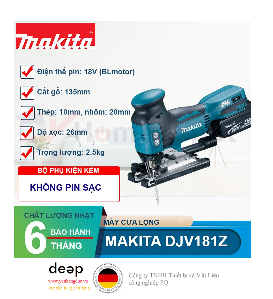 Máy cưa lọng dùng pin 18V Makita DJV181Z   Piqi4 | Www.Thietbinhapkhau.Com | Công Ty PQ 