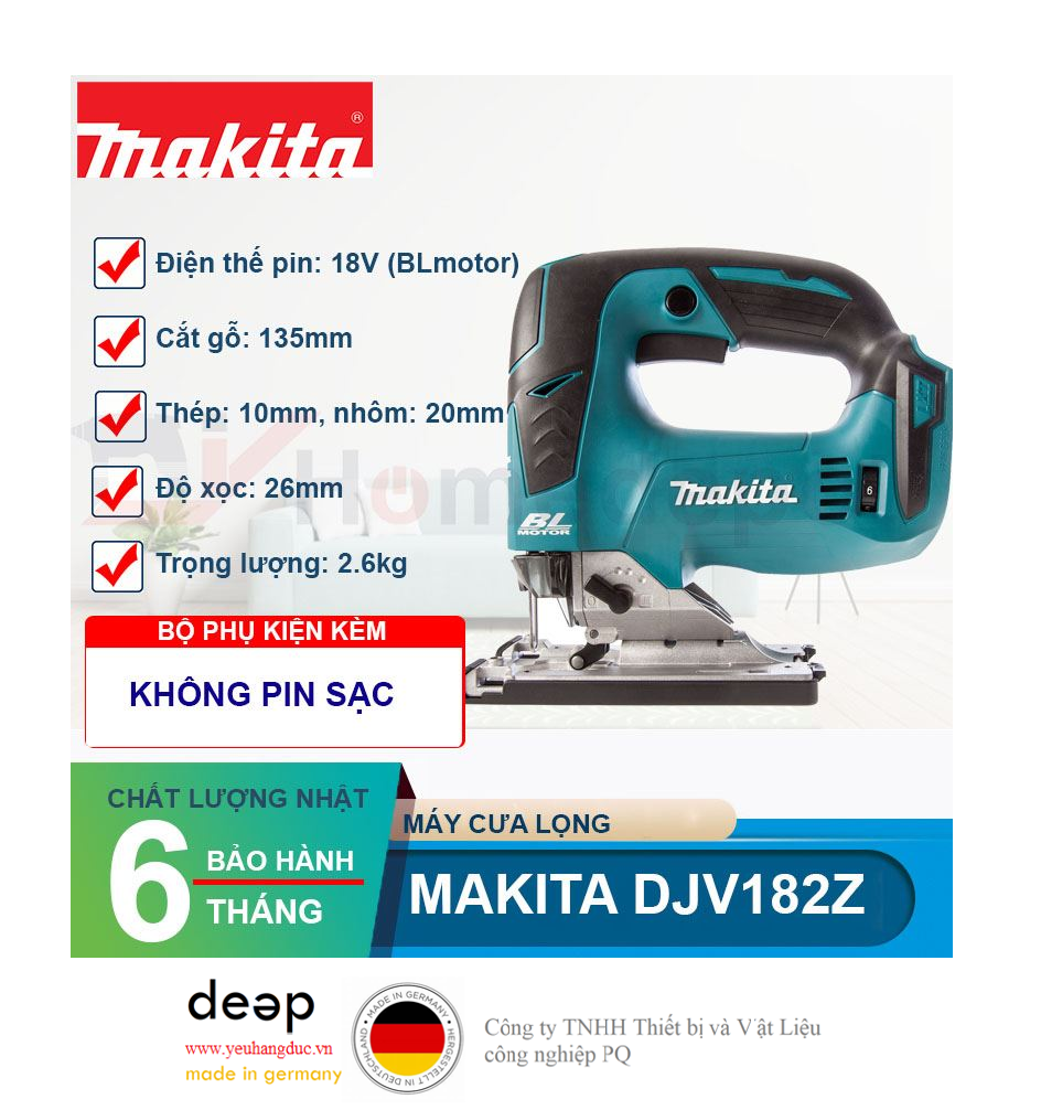 Máy cưa lọng dùng pin 18V Makita DJV182Z   Piqi4 | Www.Thietbinhapkhau.Com | Công Ty PQ 