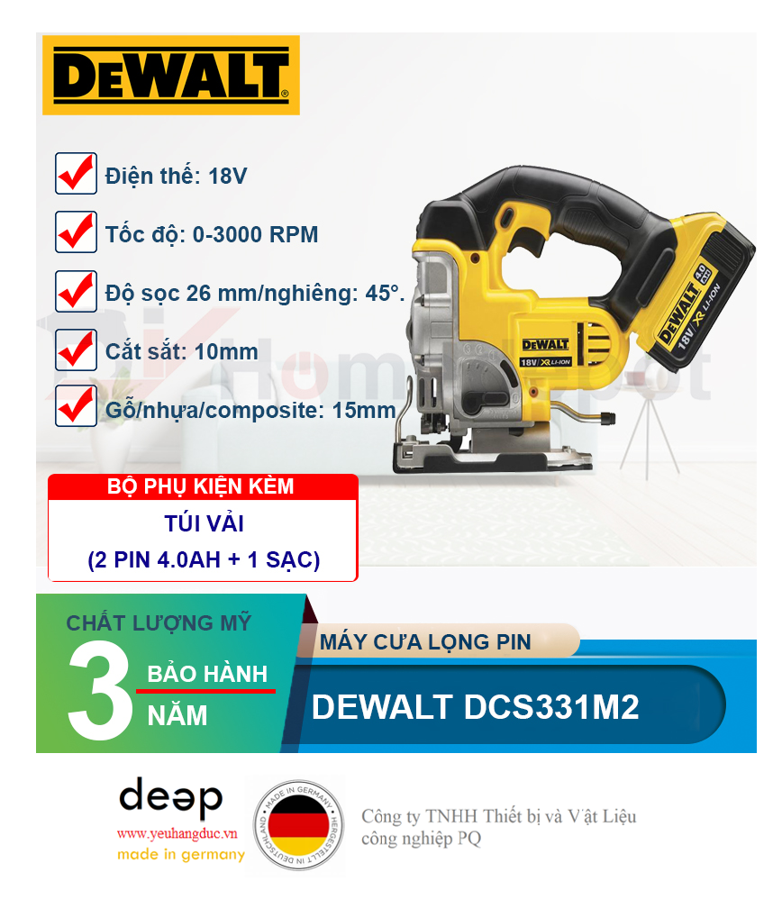 Máy cưa lọng dùng pin Dewalt DCS331M2   Piqi4 | Www.Thietbinhapkhau.Com | Công Ty PQ 