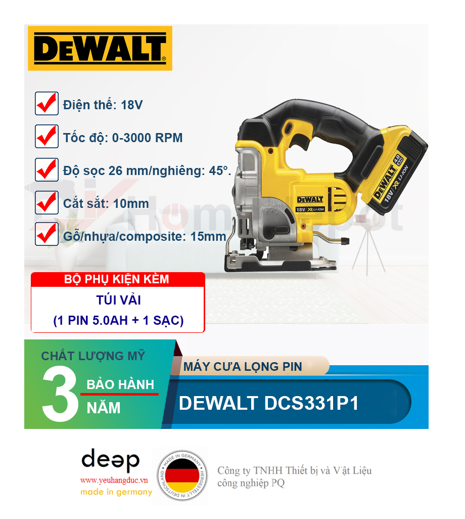 Máy cưa lọng dùng pin Dewalt DCS331P1 18V   Piqi4 | Www.Thietbinhapkhau.Com | Công Ty PQ 