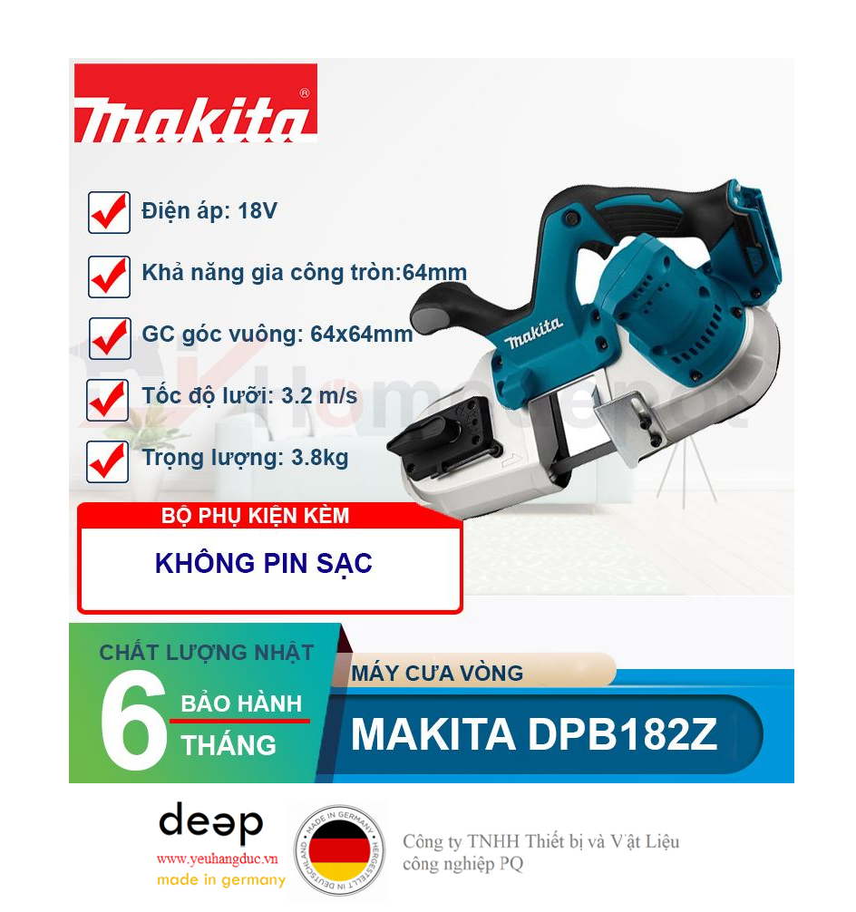 Máy cưa vòng dùng pin 18V Makita DPB182Z   Piqi4 | Www.Thietbinhapkhau.Com | Công Ty PQ 