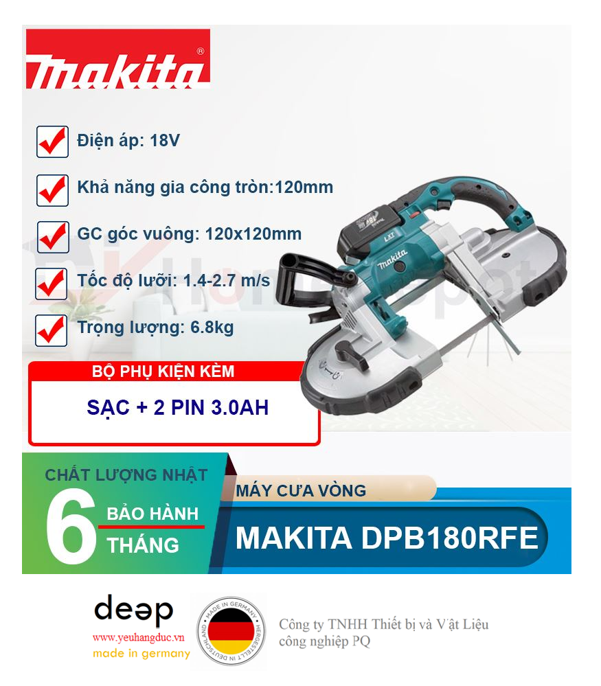 Máy cưa vòng dùng pin Makita DPB180RFE 18V   Piqi4 | Www.Thietbinhapkhau.Com | Công Ty PQ 