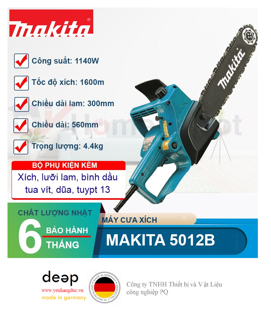 Máy cưa xích Makita 5012B 1140W   Piqi4 | Www.Thietbinhapkhau.Com | Công Ty PQ 