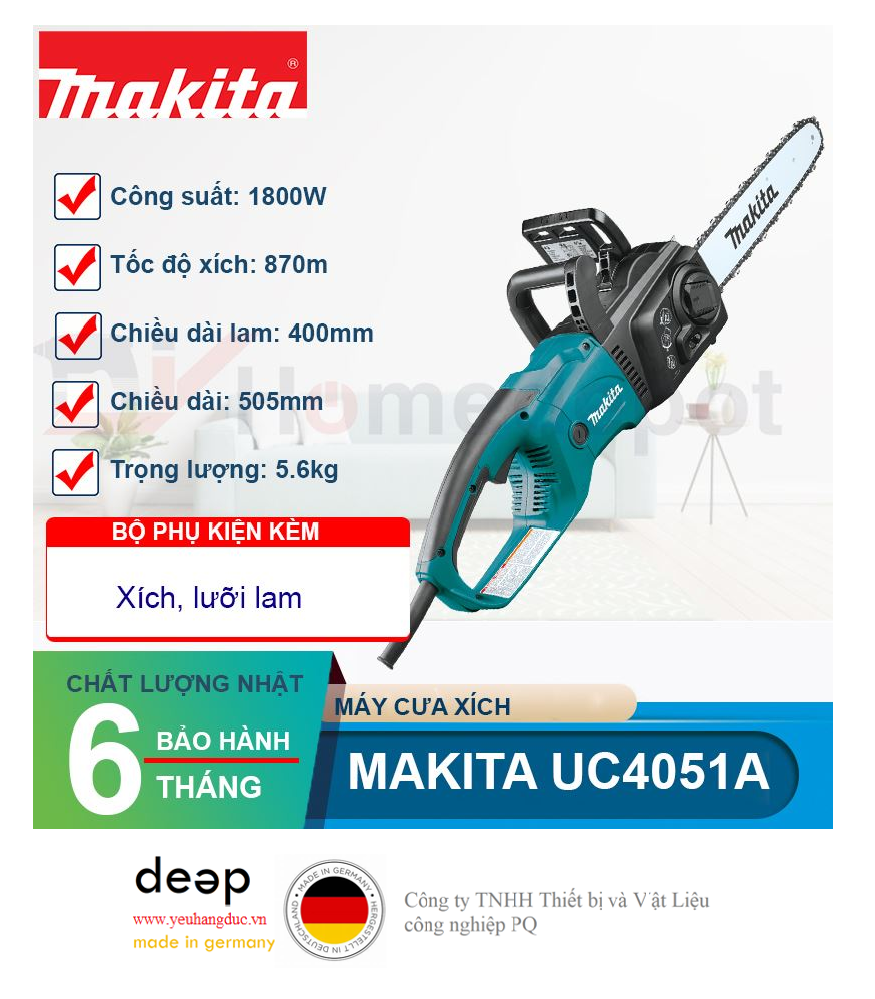 Máy cưa xích Makita UC4051A 2000W   Piqi4 | Www.Thietbinhapkhau.Com | Công Ty PQ 