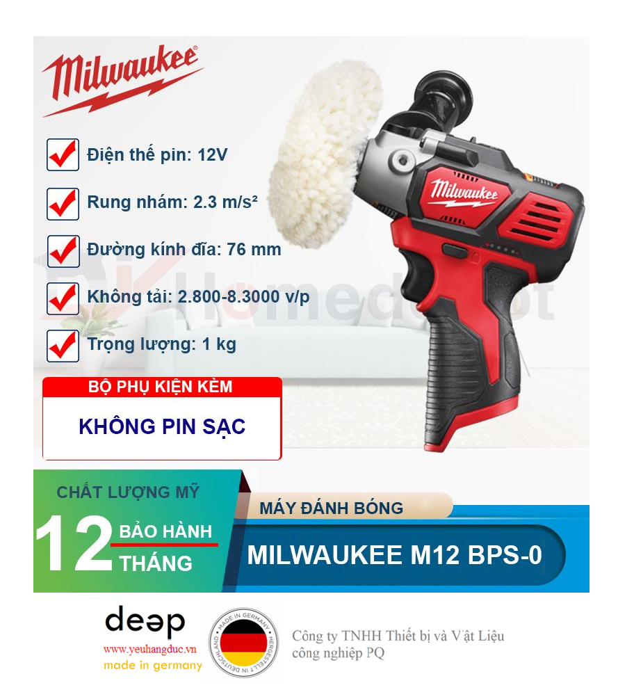 Máy đánh bóng Milwaukee M12 BPS-0   Piqi4 | Www.Thietbinhapkhau.Com | Công Ty PQ 