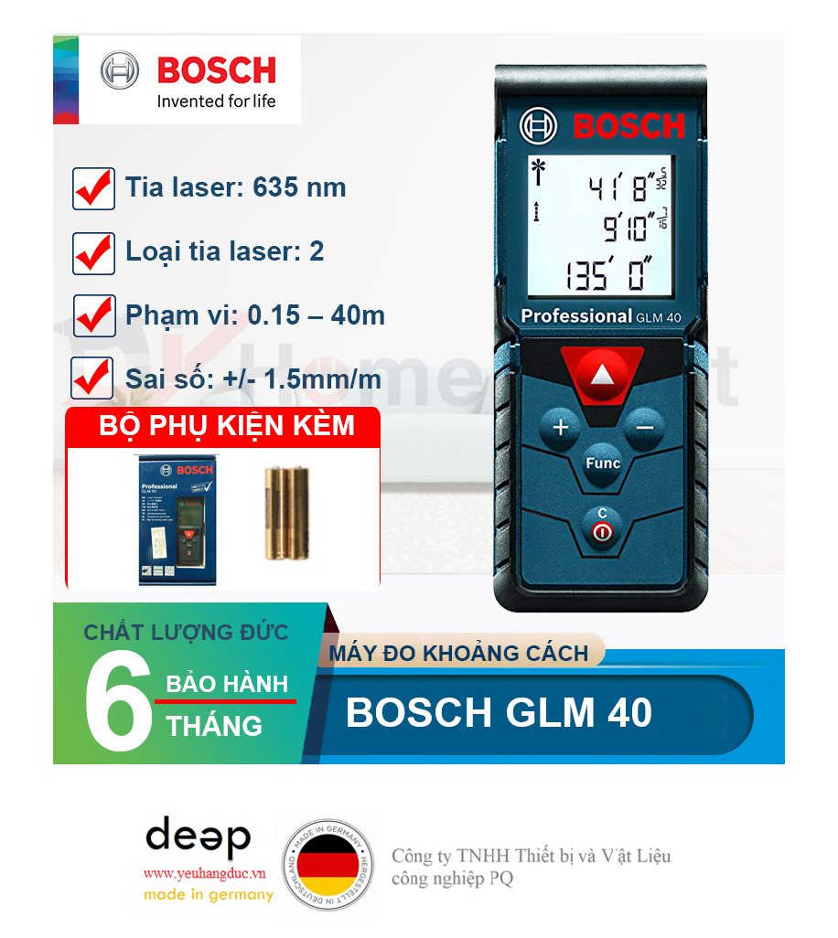 Máy Đo Khoảng Cách Bosch GLM 40   Piqi4 | Www.Thietbinhapkhau.Com | Công Ty PQ 