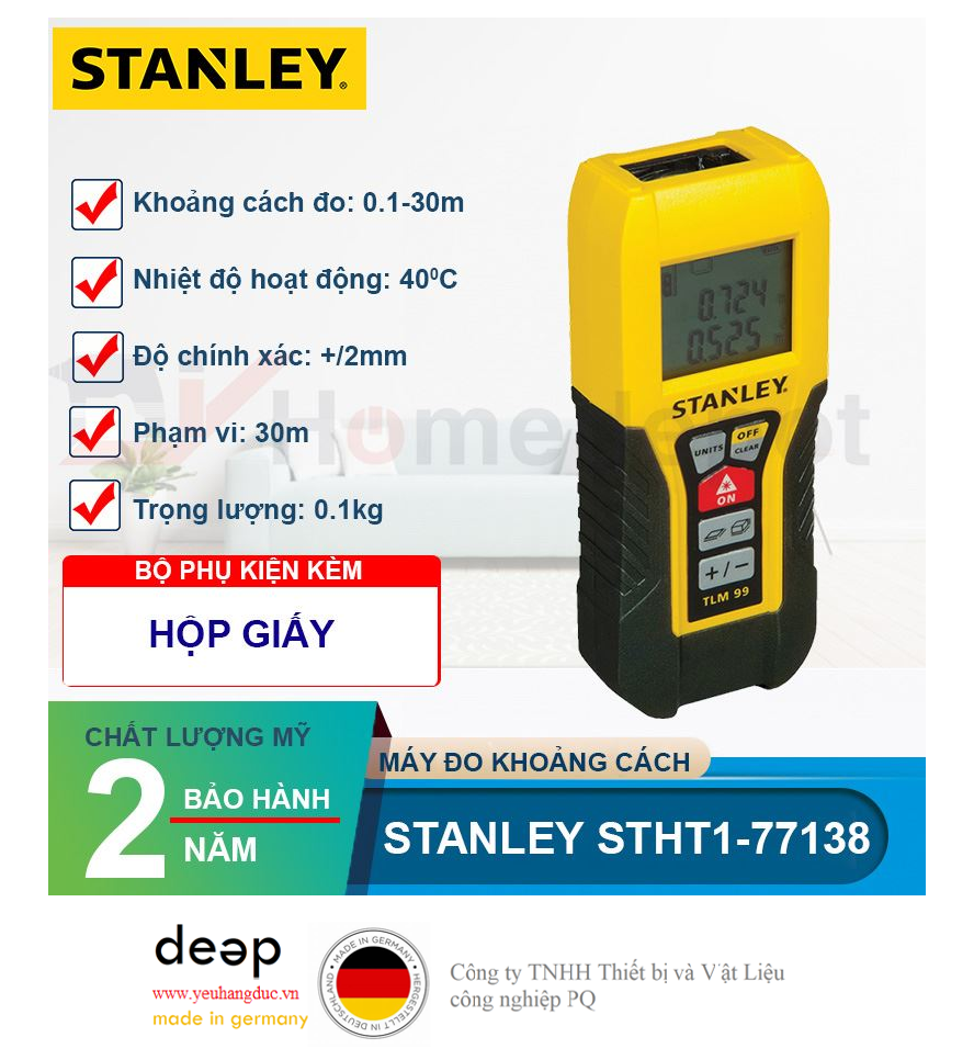 Máy đo khoảng cách laser Stanley STHT1-77138   Piqi4 | Www.Thietbinhapkhau.Com | Công Ty PQ 