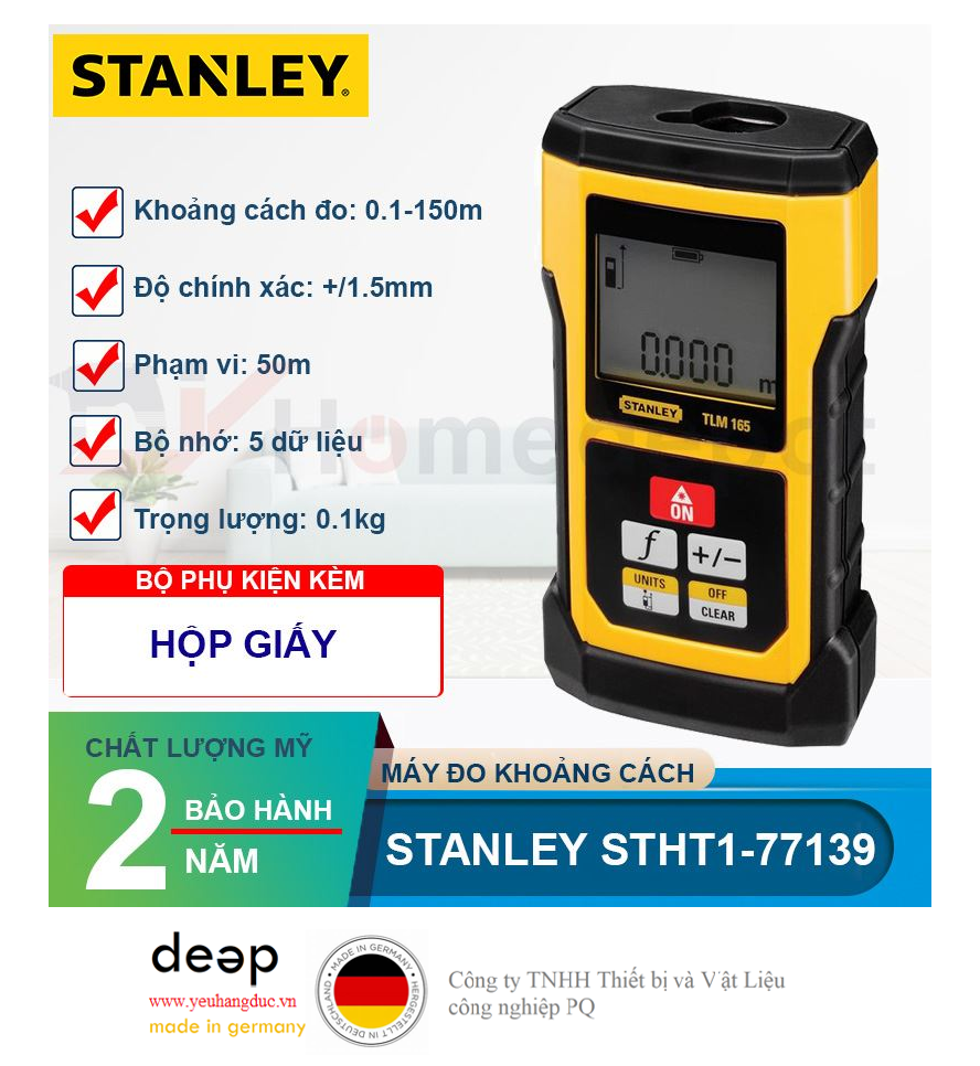 Máy đo khoảng cách laser Stanley STHT1-77139   Piqi4 | Www.Thietbinhapkhau.Com | Công Ty PQ 