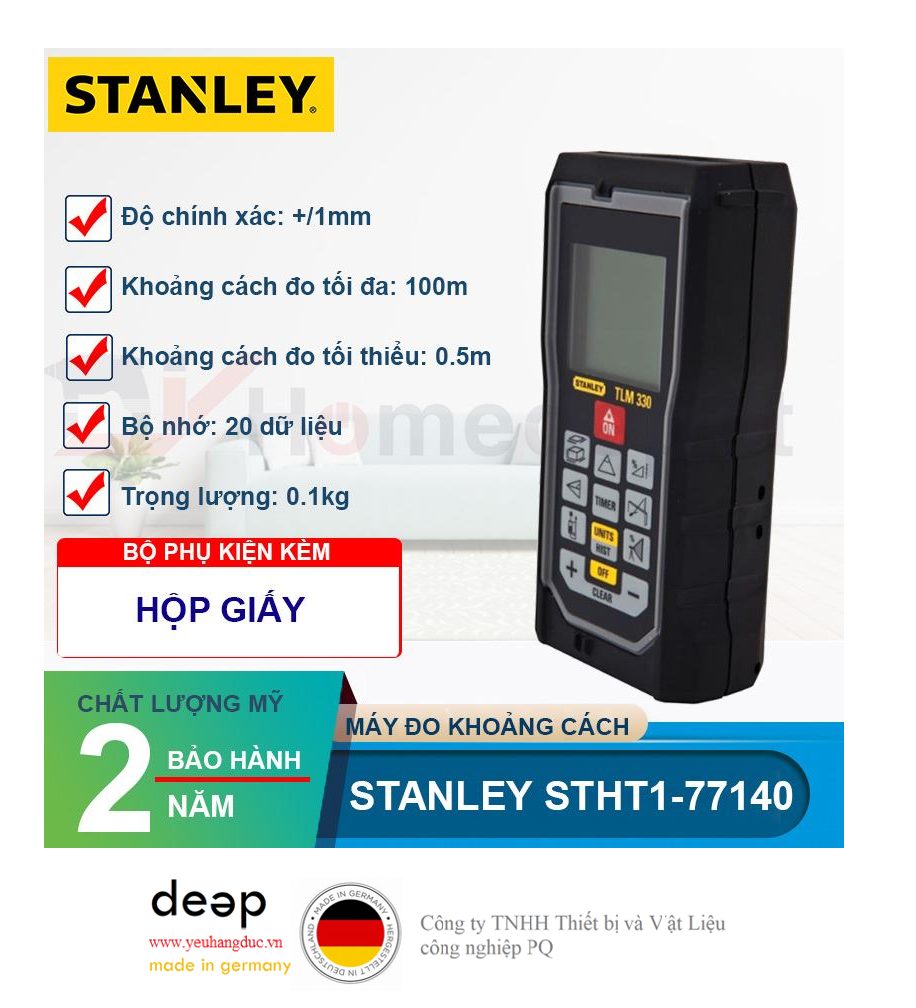 Máy đo khoảng cách Laser Stanley STHT1-77140 100m   Piqi4 | Www.Thietbinhapkhau.Com | Công Ty PQ 