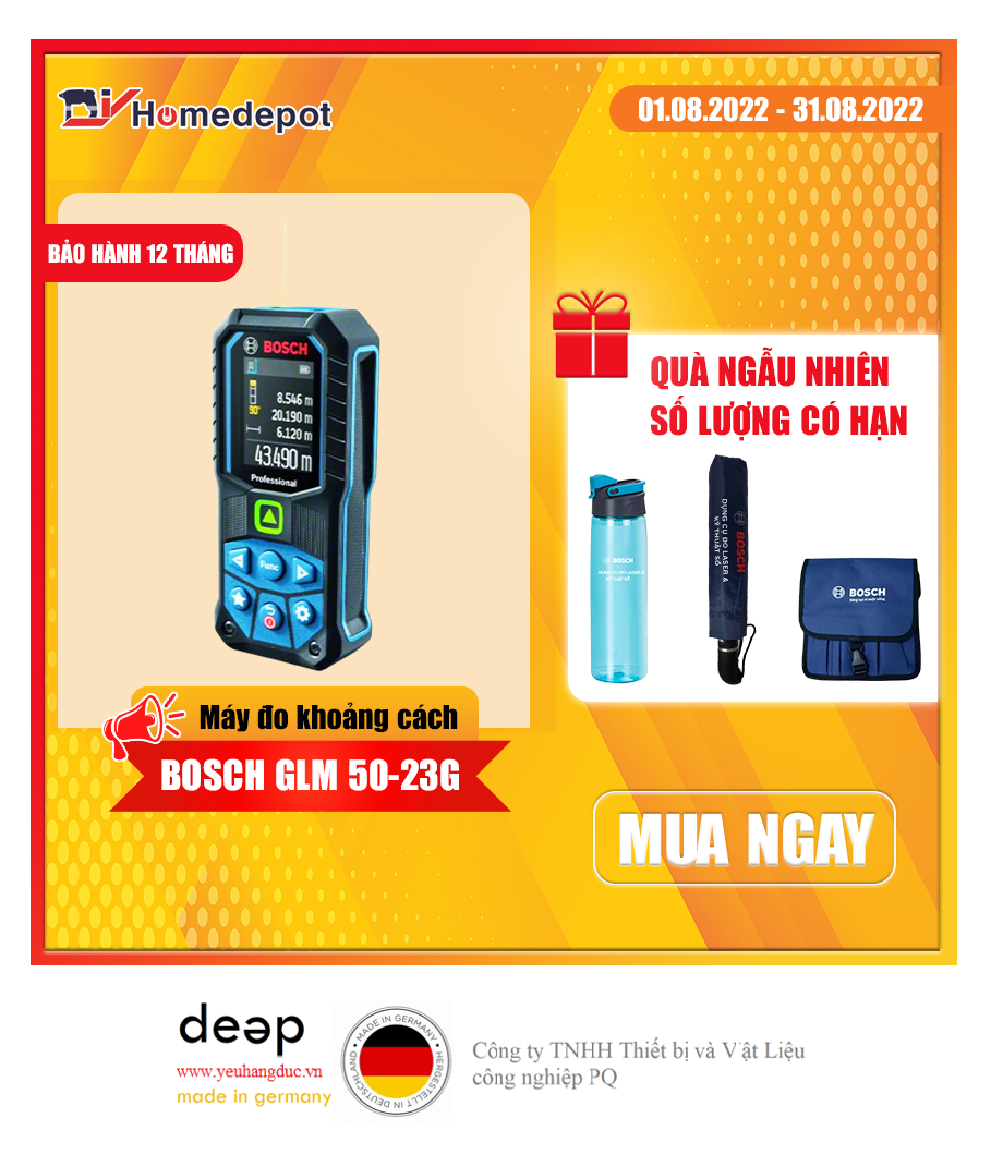 Máy đo khoảng cách Laser tia Xanh Bosch GLM 50-23 G   Piqi4 | Www.Thietbinhapkhau.Com | Công Ty PQ 