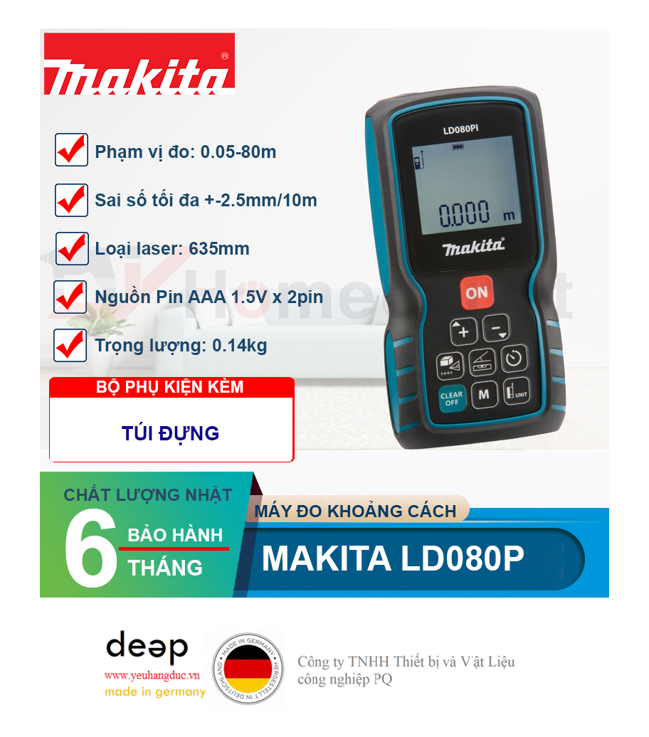 Máy đo khoảng cách Makita LD080P   Piqi4 | Www.Thietbinhapkhau.Com | Công Ty PQ 