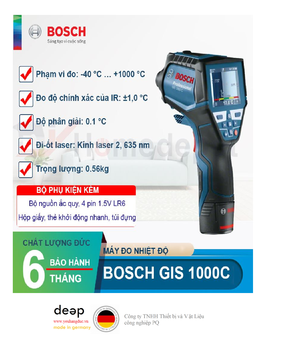 Máy dò nhiệt Bosch GIS 1000 C   Piqi4 | Www.Thietbinhapkhau.Com | Công Ty PQ 