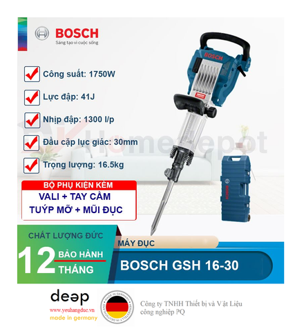  Máy đục bê tông Bosch Bosch GSH 16-30 1750W   Piqi4 | Www.Thietbinhapkhau.Com | Công Ty PQ 