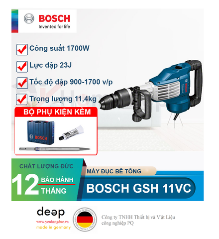  Máy đục bê tông Bosch GSH 11VC 1700W   Piqi4 | Www.Thietbinhapkhau.Com | Công Ty PQ 